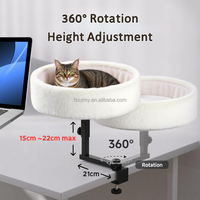 NOUVEAU Mobilier de bureau pour chat 360 Rotation Pet Desk Hammock Cushion Bed with Adjustable Metal Frame