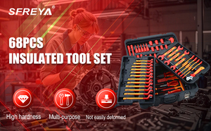 Ensemble <span class=keywords><strong>d</strong></span>'outils isolés moulés par injection SFREYA S688 68 pièces VDE 1000V, jeu de douilles 3/8 pouces, kit de réparation pour électricien travaillant sous tension - Product Image 5