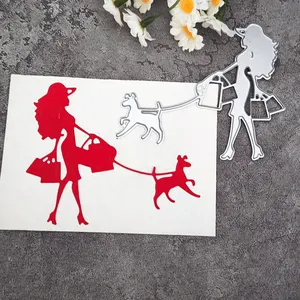 AAGU New Metal Cutting Dies Mould Scrapbooking Cutting Die Invitation Card Beauty Lady Dog Animal Craft Paper Cutting Die