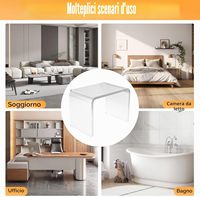Table d'appoint en acrylique transparent, bords arrondis en forme de U, élégante et moderne, petit tabouret de douche
