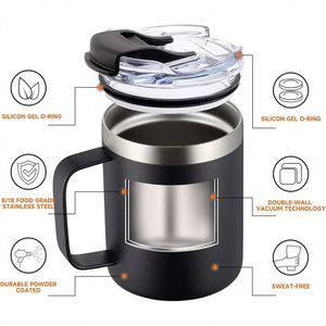 Mug à café avec logo, 14 oz, en acier inoxydable, à double paroi, isolé sous vide, avec revêtement en poudre, pour les voyages - Product Image 4