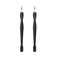 Couteau à cuticules double extrémité avec fourchette en acier, pousse-cuticules, manche en plastique caoutchouc, coupe-peaux mortes, coupe-ongles pour les doigts