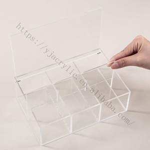 Hotsale fabbrica personalizzata con griglia e coperchio scatola di immagazzinaggio in acrilico per la fabbricazione di gioielli in acrilico porta trucco - Product Image 2