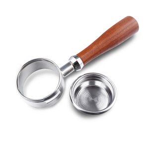 Portafiltro sin Fondo <span class=keywords><strong>Welhome</strong></span> Espresso de 58 mm con Doble Asa de Madera Sólida, Herramienta de Barista para Cafetera de Acero Inoxidable - Product Image 1