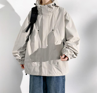 Blouson Bomber Unisexe Personnalisé Imperméable Coupe-Vent à Capuche Col en V Fermeture Éclair Noir Hiver Streetwear Lettre Brodé Finie