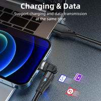 Cable Magnético USB 3 en 1 de Carga Rápida, Cable de Datos USB 3A en Forma de L y Recto para Tipo C