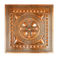 Plaques de plafond carrées en PVC, panneau décoratif intérieur couleur cuivre pour hôtels, librairies et bars, installation facile sur grille PL01