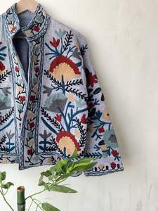 Handmade Suzani Embroidery Jacket Boho Quilted Cotton <b>Coat</b> Traditional Floral Embroidered Outerwear <b>for</b> <b>Women</b> - Product Image 4