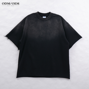 350GSM Baumwollmischung Hip-Hop Einfarbiges Übergroßes Locker Sitzendes T-Shirt für Herren - Product Image 5