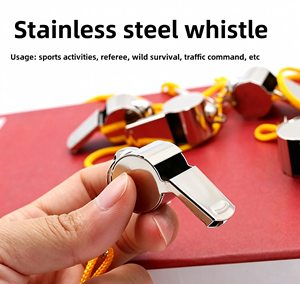 Sifflet de sport en acier inoxydable avec logo personnalisé et cordon jaune, portable pour arbitres de football et de basketball - Product Image 6