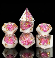 Set Dadu DND Resin 7 Buah Dadu Polihedral Berkilau Tepi Tajam untuk Permainan Papan RPG