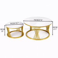 Ensemble de table basse ronde 2 en 1, table à thé multifonctionnelle créative avec cadre doré pour salon, chambre à coucher, bureau, cadre doré + blanc