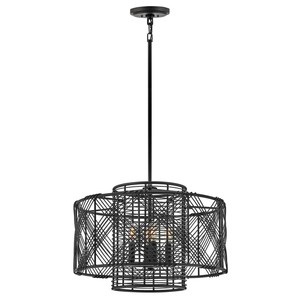 Lustre industriel vintage en métal noir et cuir |   Éclairage rustique pour hôtel, zone de loisirs industrielle et projet de designer - Product Image 4