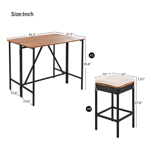 Ensemble <span class=keywords><strong>de</strong></span> salle à manger contemporain 5 pièces <span class=keywords><strong>en</strong></span> <span class=keywords><strong>rotin</strong></span> PE et bois d'acacia pour l'extérieur, capacité 7 personnes, plateau <span class=keywords><strong>de</strong></span> <span class=keywords><strong>table</strong></span> pliable, résistant aux intempéries pour patio - Product Image 6