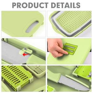Ensemble de planches à découper pliables en plastique 9-en-1 pour l'extérieur, planche à découper en silicone pour fruits et légumes avec panier à couteaux - Product Image 3