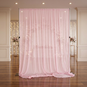 Romantic Pink Sheer Fabric <b>Backdrop</b> Pipe and Drape Adjustable Telescopic Pipe <b>Stand</b> for Decoration - Product Image 2