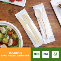 Ensemble de couverts jetables en bois biodégradable et durable avec logo personnalisé, cuillères et fourchettes jetables de qualité supérieure et lisses