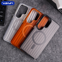 Casing HP VAWI B338 Anti Benturan Bahan PC Metal Bergelombang Lapisan Cat Magnetik untuk Samsung S26 Ultra Plus untuk iPhone Casing HP Mewah