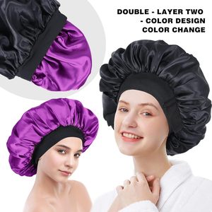 Bonnet de nuit en soie pour femme, à large bord, très extensible, élégant, pour le soin des cheveux et du visage, utilisable comme bonnet de douche ou foulard. - Product Image 5