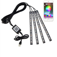Voiture intérieure Lumières D'ambiance LED Bande Légère Imperméable À L'eau 4 pièces 48 LED APP Contrôle Ambiant BRICOLAGE Kit D'éclairage pour Décor De Voiture