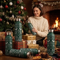 Bouteille d'eau en acier inoxydable 304 de 500 ml et 750 ml, série Noël, avec couvercle personnalisé en forme de chapeau de Noël, pour cadeau de Noël, fabrication OEM ODM sur mesure