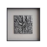 Tableau mural texturé 3D en métal mat encadré, peinture abstraite froissée en feuille d'or bronze, pièce maîtresse pour la décoration de salle à manger