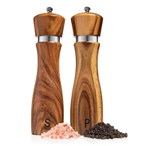Juego de Molinillos de Sal y <span class=keywords><strong>Pimienta</strong></span> Manuales de Madera de Acacia de 8 Pulgadas, Elegantes y en Oferta - Product Image 1