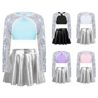 Ensemble de vêtements d'entraînement pour enfants 6-14 3 pièces pour enfants Sequin Girls Sublimation Internship Jazz Dance Costumes Stage Performance Wear