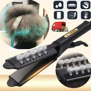 Four-Gear Adjustable Temperature Ceramic Steam Hair Curler Straightener Brush Home Flat Iron Straightener Hot Comb Hair Tools