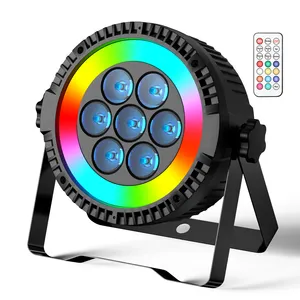 Barato Led Rgbw 4 en 1 Led Party Disco Club Night Dj Light Dmx512 Control remoto Iluminación 7 piezas Led Par Luces