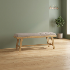 Modern Contemporary Upholstered 120CM Solid <b>Wood</b> <b>Bench</b> with 2-Seaters for Dining Room Sets - Product Image 1