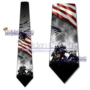 Corbata de Negocios Ecológica con Rayas Patrióticas y Paisley para Hombre |   Corbatas con diseño de bandera - Product Image 5