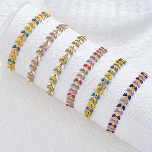 Bracelet en acier inoxydable pour femmes, vente en gros, bracelet en émail personnalisé, 316L, plaqué or 18K PVD, bijoux imperméables, OEM - Product Image 1