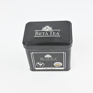Custom Dark Green Square <b>Metal</b> Tea Tin <b>Box</b> Border Print Jasmine Illustration Empty Tin for Jasmine Green Tea Packaging - Product Image 1