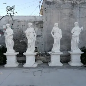 BLVE Outdoor Decoration White Stone Carving Life Size Sculptures Greek Four Seasons Garden Marble Statues