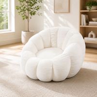 Fauteuil paresseux individuel moderne et minimaliste en velours crème, style citrouille, en forme de pétale, en peluche blanche, pour chambre et salon