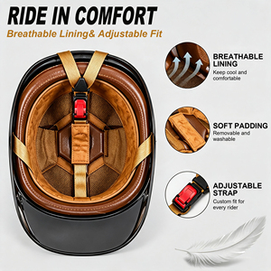 Casque de moto rétro demi-face en ABS certifié DOT, unisexe, pour scooter, utilisation toutes saisons - Product Image 4