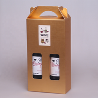 Boîte d'emballage cadeau de vin en papier kraft de luxe avec poignée et logo personnalisé 2 bouteilles carton ondulé boîtes d'emballage pour boissons et boissons