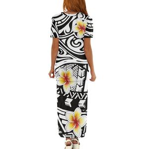 Atacado Personalizado Polinésio Tribal Design Samoan Puletasi Set Vestido O Pescoço Manga Curta Puletaha Mulheres 2 Peça Set Vestidos - Product Image 5