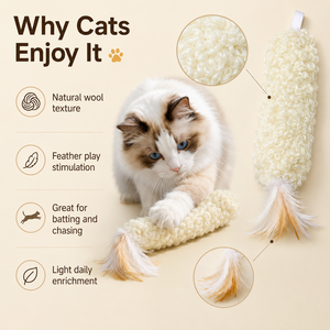 <b>Plush</b> Feather <b>Cat</b> Teaser Interactive Pet Toy Handwoven Kitten Play Toy for Indoor Enrichment - Product Image 5