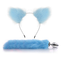 Ensemble de 2 pièces de jouets sexuels pour adultes, queue de renard BDSM, bouchon anal en métal, bandeau, accessoires de costume érotique