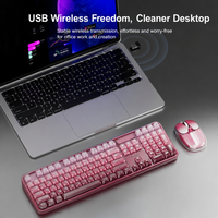 Clavier et souris sans fil MOFii Crystal Arc Translucent Double Layer Keycaps 105 touches ergonomiques 2.4G silencieux pour ordinateur portable