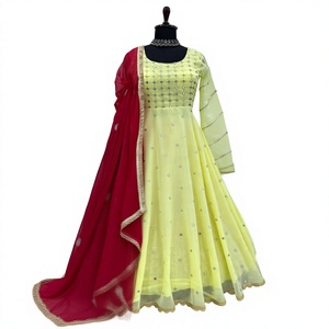 Naaira Classic Charm Set Women 9mm <b>Sequin</b> Work Faux Georgette <b>Top</b> Micro Cotton Pant Lace Dupatta Salwar Kameez Modern Wedding - Product Image 1