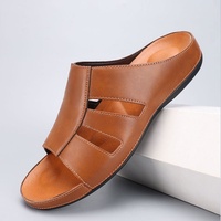 Nouvelles sandales en cuir PU pour hommes du Moyen-Orient, à talon haut, confortables, souples, à bout ouvert, type claquettes, pour l'extérieur, grande taille 46, originales