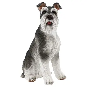 Realista polyresin schnauzer perro estatuilla harz pudel hund resina estatua perro REGALO/