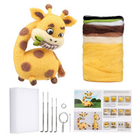 Kit de feutrage à l'aiguille DIY sur le thème des animaux mignons : renard, hérisson, motifs de dessins animés, ensemble de démarrage en laine pour débutants et adultes