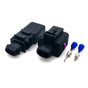 Connecteur de faisceau de câbles à 2 broches pour klaxon électrique de voiture Audi, prise 1J0973722 8D0973822, mâle et femelle, plastique noir - Product Image 1