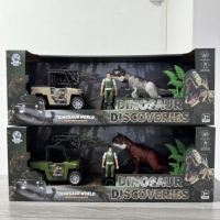 Jouet de dinosaure réaliste HTL avec sons rugissants et articulations mobiles, ensemble de découverte de dinosaures avec camion et figurine pour enfants