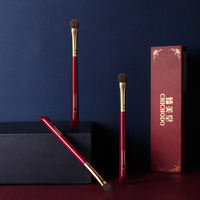 Ensemble de pinceaux à paupières de luxe en poils naturels de poney et d'écureuil, 13 pièces, série rose rouge, pinceaux de maquillage nacrés