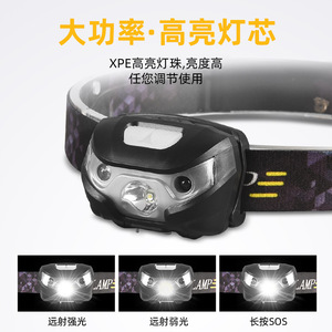 Led High Intensity Sensor Headlamp Rechargeable Lightweight For Fishing Night Running - Product Image 3